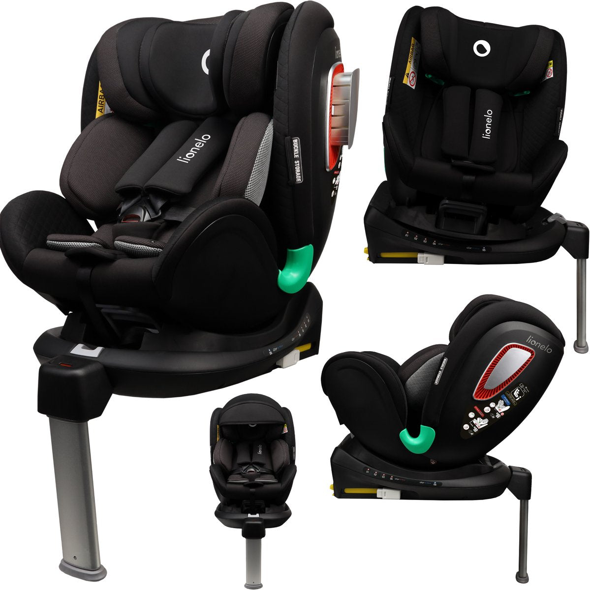 Lionelo antoon plus i-size autostoel 0-18 kg (40-105 cm) - 360° draaibaar - isofix met stabilisatiepoot - adac veiligheidscertificaat - rwf fwf - 5-puntsgordel - sips zijbescherming - verstelbare hoofdsteun rugleuning