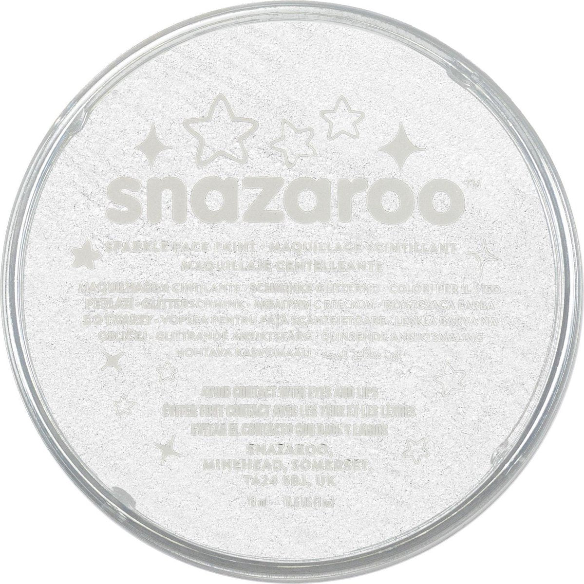 Snazaroo 1118001 - bianco scintillante - pittura per il viso aqua da 18 ml pittura per il viso per bambini e adulti