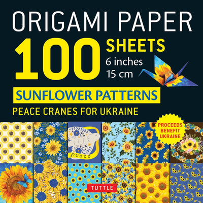 Papel origami Tuttle 100 hojas patrones de girasoles 6 (15 cm)