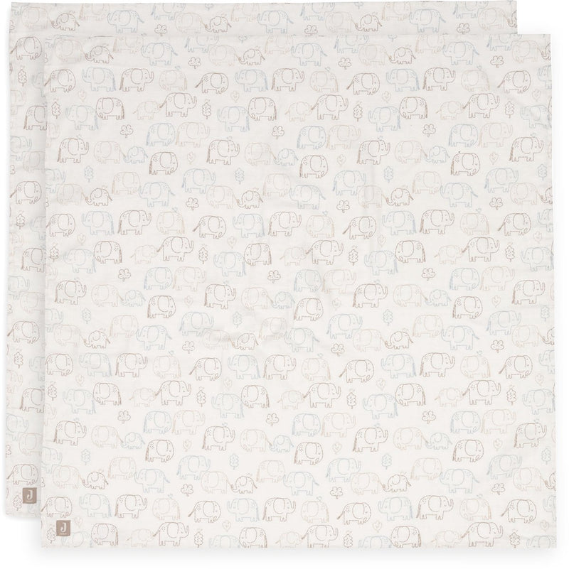 Tela hidrófila Jollein grande - 115x115cm - cuentos de elefantes - 2 piezas
