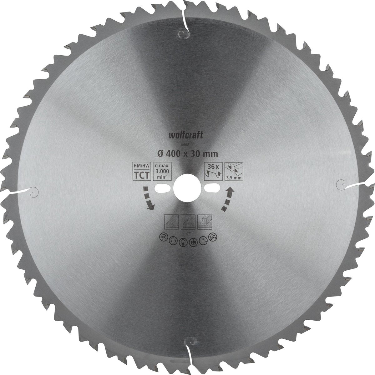 Wolfcraft - hoja de sierra circular de mesa 400x30mm - 36 dientes - hoja de sierra para sierra de mesa - serie verde - 6668000