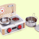 Set barbecue da cucina 2 in 1 Hape - cucina giocattolo con accessori in metallo, pulsanti a scatto e orologio, a partire da 3 anni