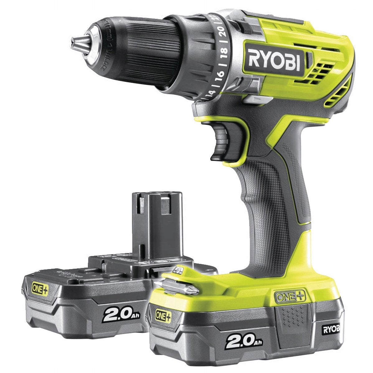 Ryobi r18dd3-220s - trapano avvitatore a batteria - 18v - 2x2.0ah - Luce da lavoro a LED