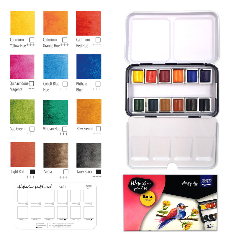 Vaessen creative • set di colori ad acquerello Basic 12 colori