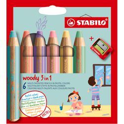 Stabilo Woody 3in1 matite - 6 colori + matita più nitida