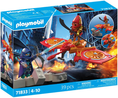 Playmobil | héroes | drone héroe vs ninja malvado | juguetes a partir de 5 años | regalo para niños | con figuras de drones para juegos de rol de aventuras | 71833