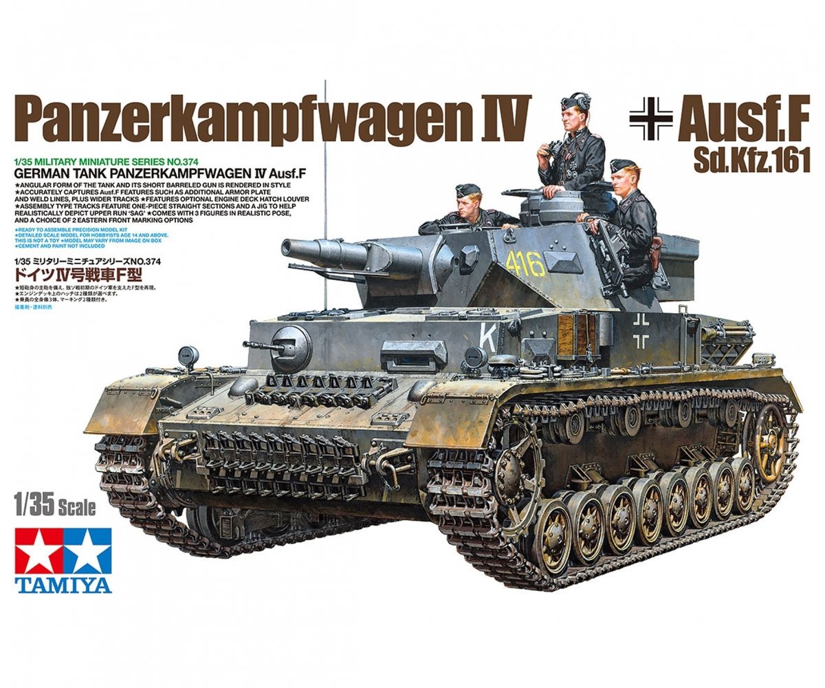 Tamiya modelbouwpakket militaire voertuigen - 35374 german panzerkampfwagen battle tank iv f l24 75mm plastic - 1:35 - modelbouw