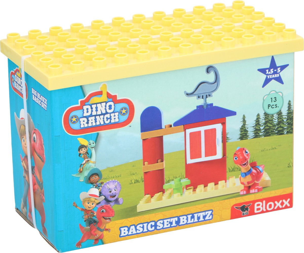 Merkloos sans marque big bloxx dino ranch bouwblokken set - constructiespeelgoed kinderen - 13-delig - opbergbox met deksel - 1,5-5 jaar