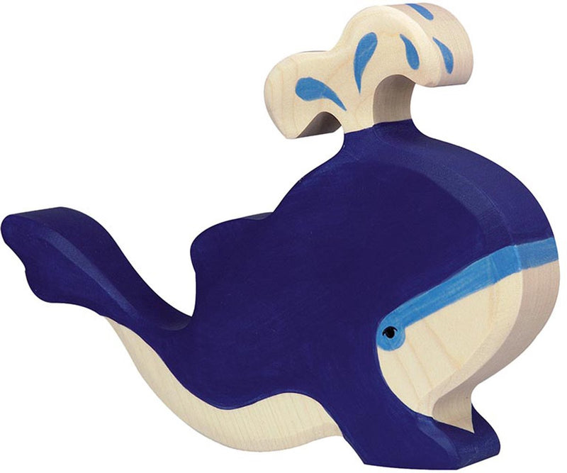 Animales marinos Holztiger - ballena azul - 20x3x14cm - figura de madera - hecho a mano