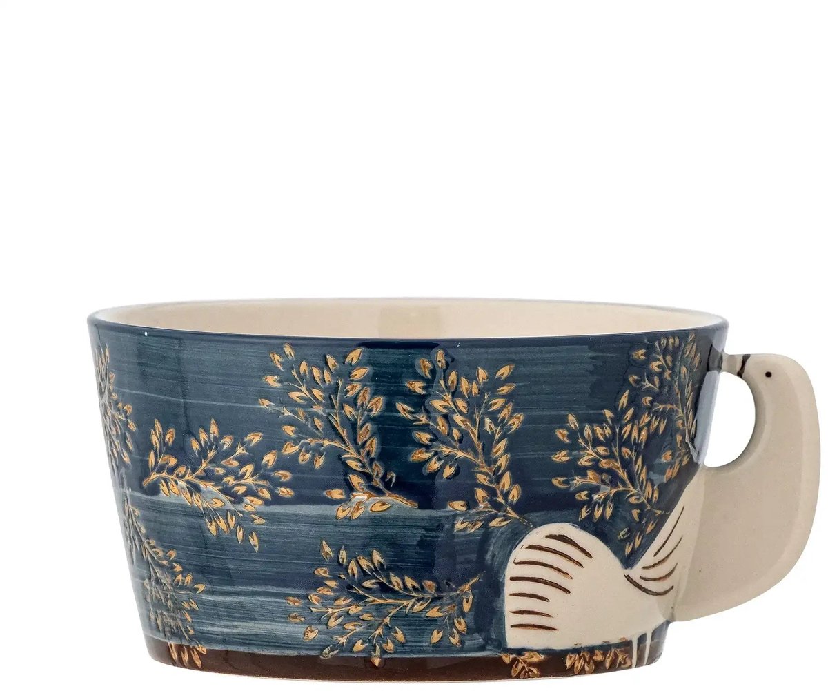 Bloomingville schaal aardewerk blauw hezha 13cm