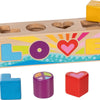 Caja clasificadora de madera Goki, clasificador de formas love - 5 uds.
