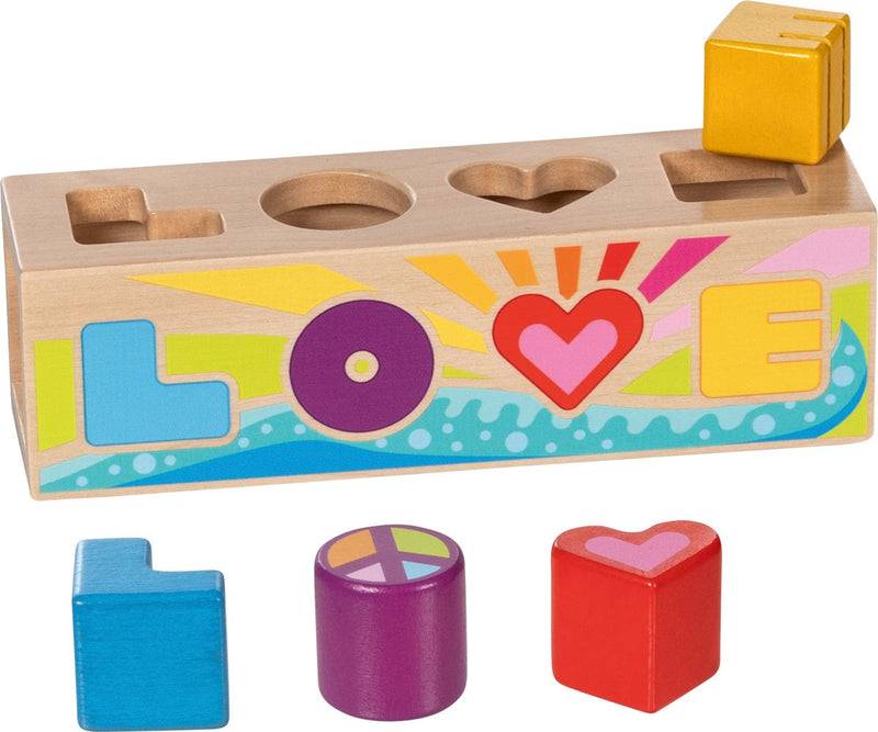Caja clasificadora de madera Goki, clasificador de formas love - 5 uds.