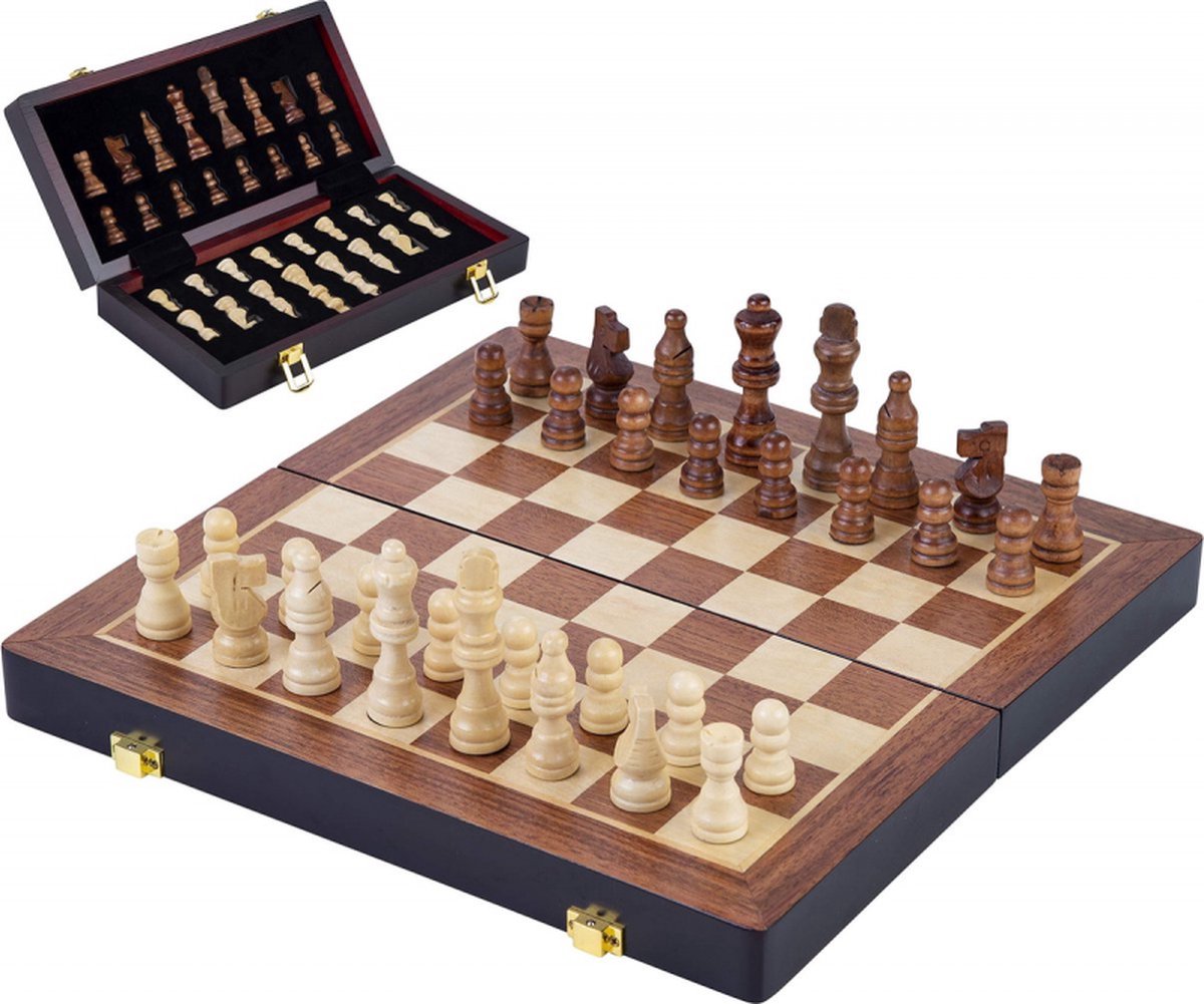 Gioco di scacchi pieghevole in legno di base 38.5x38.5x5.8 cm