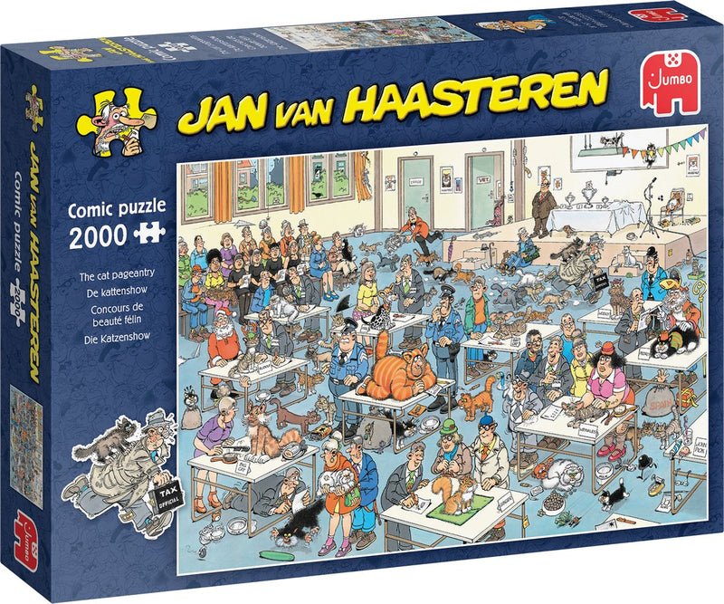 Rompecabezas Jumbo de Jan van Haasteren - la exposición de gatos, 2000 piezas.