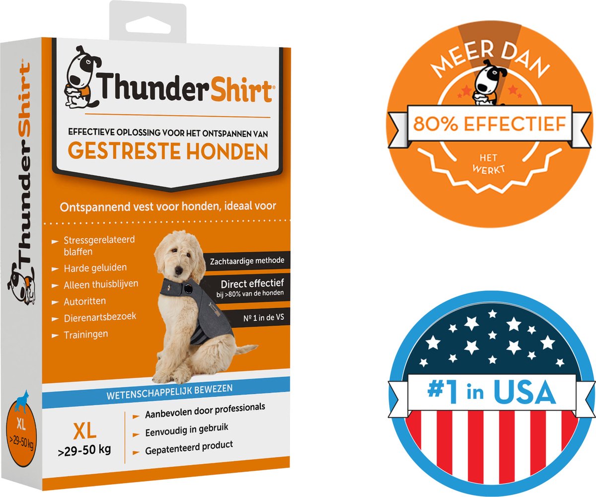 Thundershirt XL - Chaleco relajante nº1 para perros estresados - calmante inmediato - fácil de usar - método suave