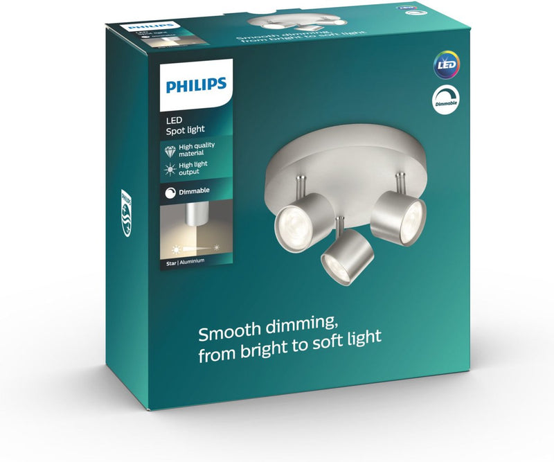 Philips Faretto da superficie LED Philips star - 3 luci - alluminio