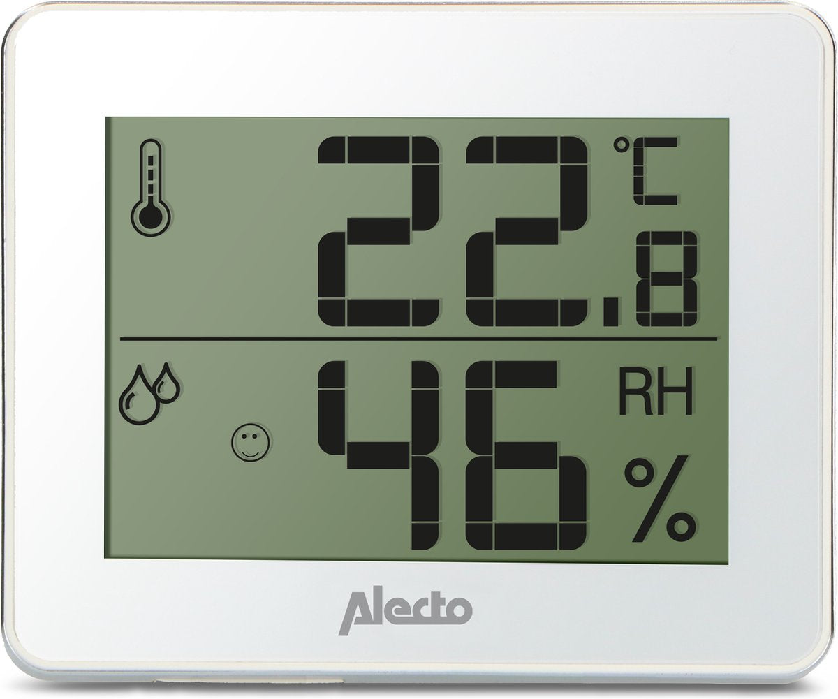 Alecto ws-55 - thermometer hygrometer voor binnen - wit