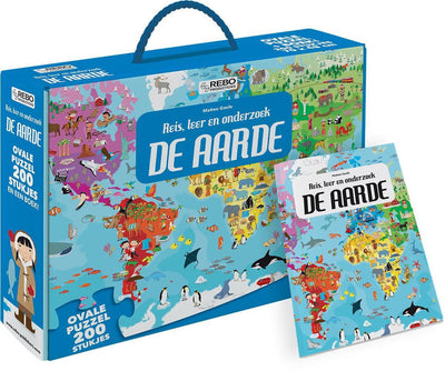 Rebo productions puzzel de aarde junior 70 x 48 cm ovaal 200 stuks