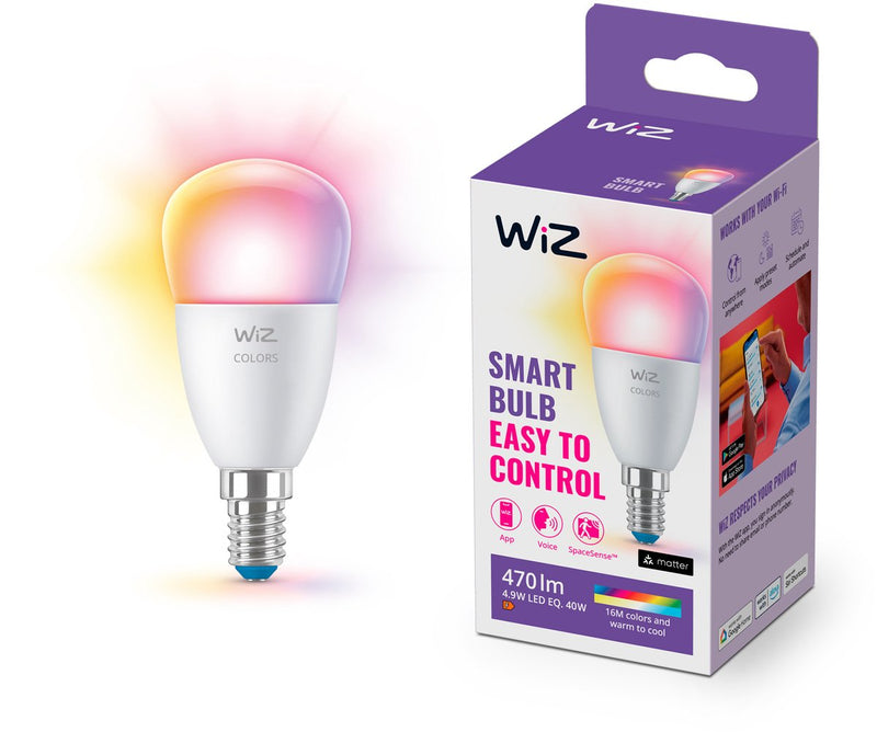 Lampada a sfera Wiz - luce colorata e bianca - illuminazione smart LED - attacco E14 - 40w - opaca - wi-fi