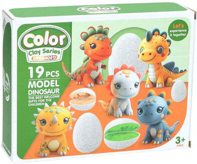 Set di argilla Dino - 6 colori di argilla - 19 pz.