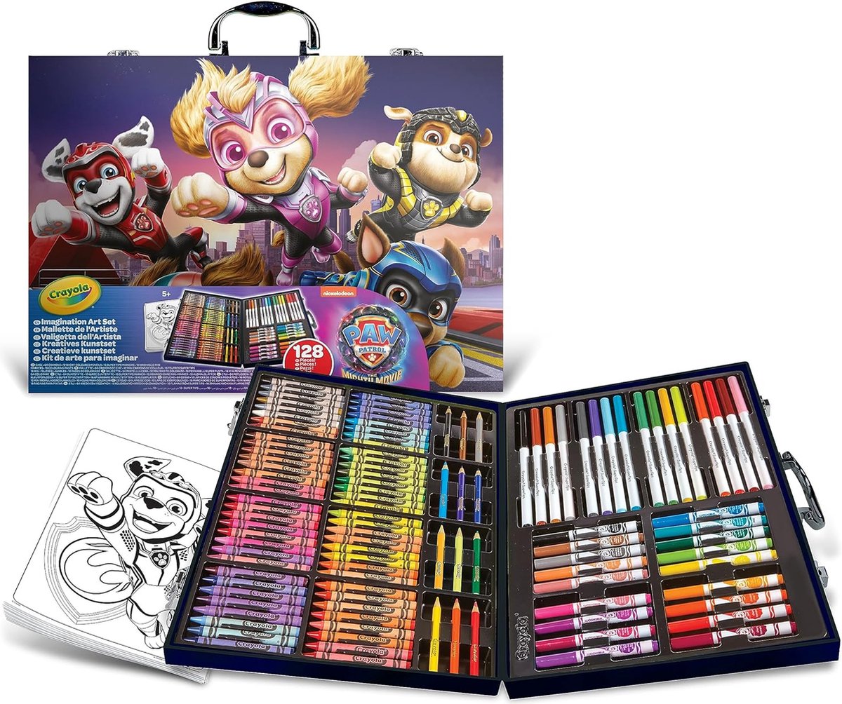 Crayola - pacchetto hobby - custodia da colorare Paw Patrol mighty movie - set con 128 parti