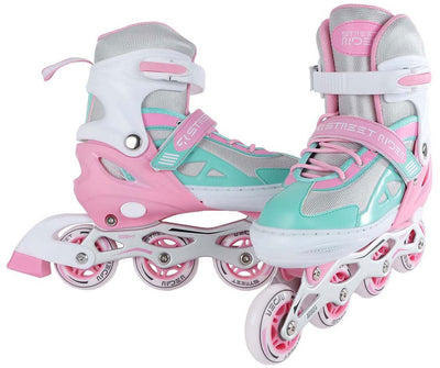 Street Rider Inline Skeelers Pink Green adjustable, size 33-36