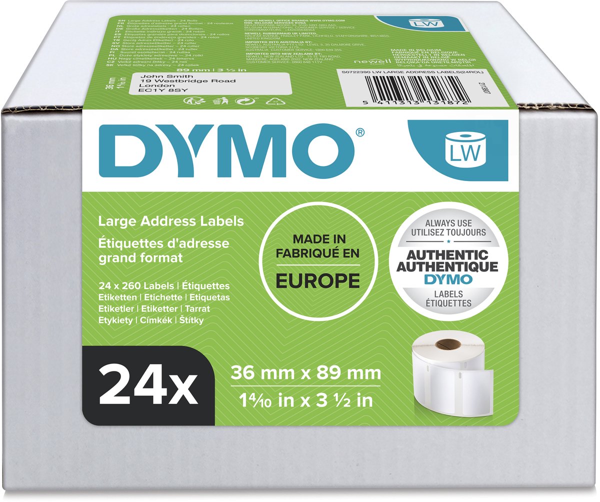 Euroetichetta dymo s0722390 99012 13187 89x36mm