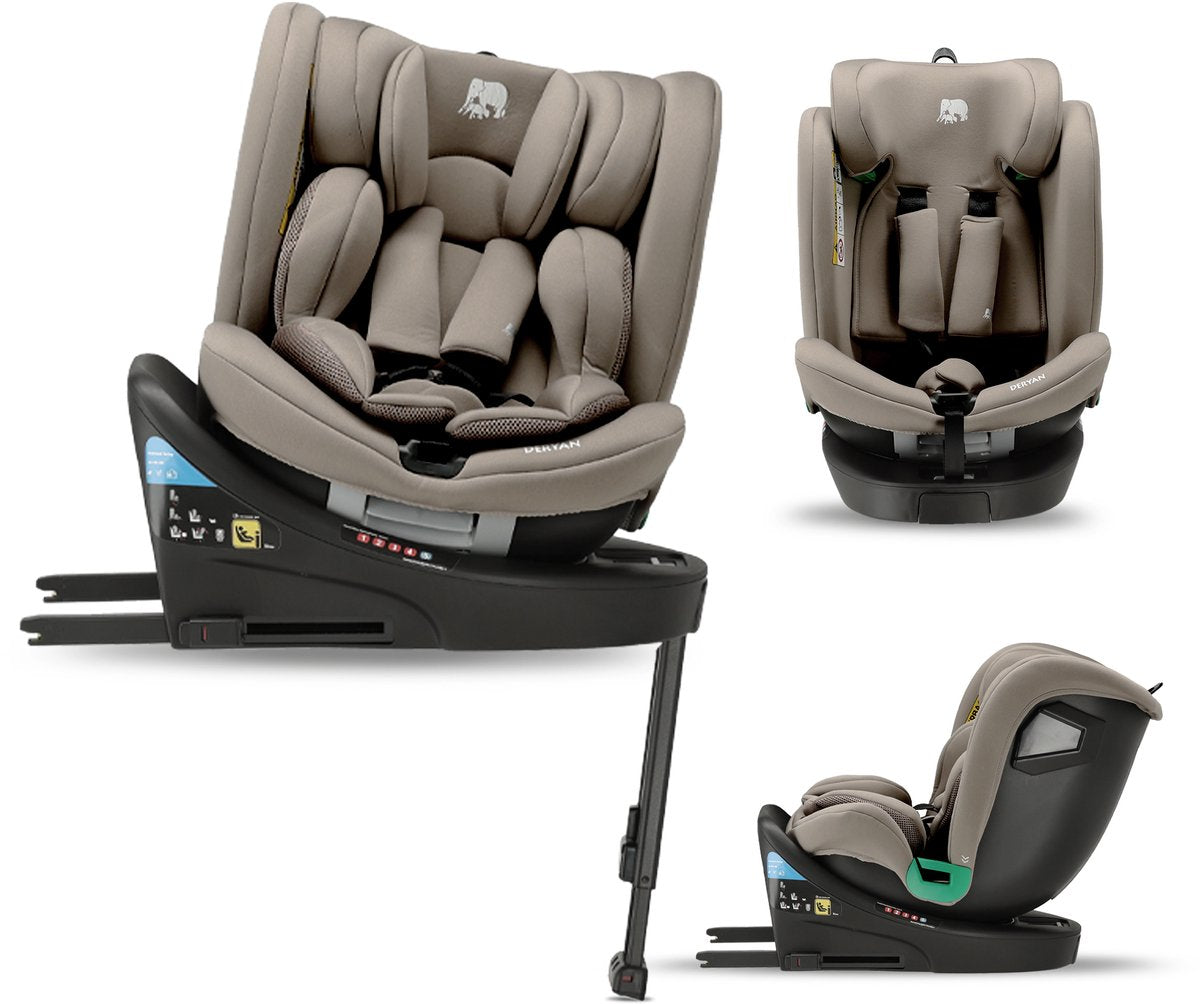 Silla de coche Deryan Chase Luxury i-size - 0-36 kg - isofix - pata de apoyo - giratoria 360° - turrón de trufa