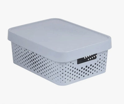 Keter curver infinity series - caja de almacenamiento - 11l - azul - gris - con tapa