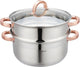 Klausberg 7734 - stoompan - 3 delig - 24 cm - 5 liter- rvs - alle warmtebronnen
