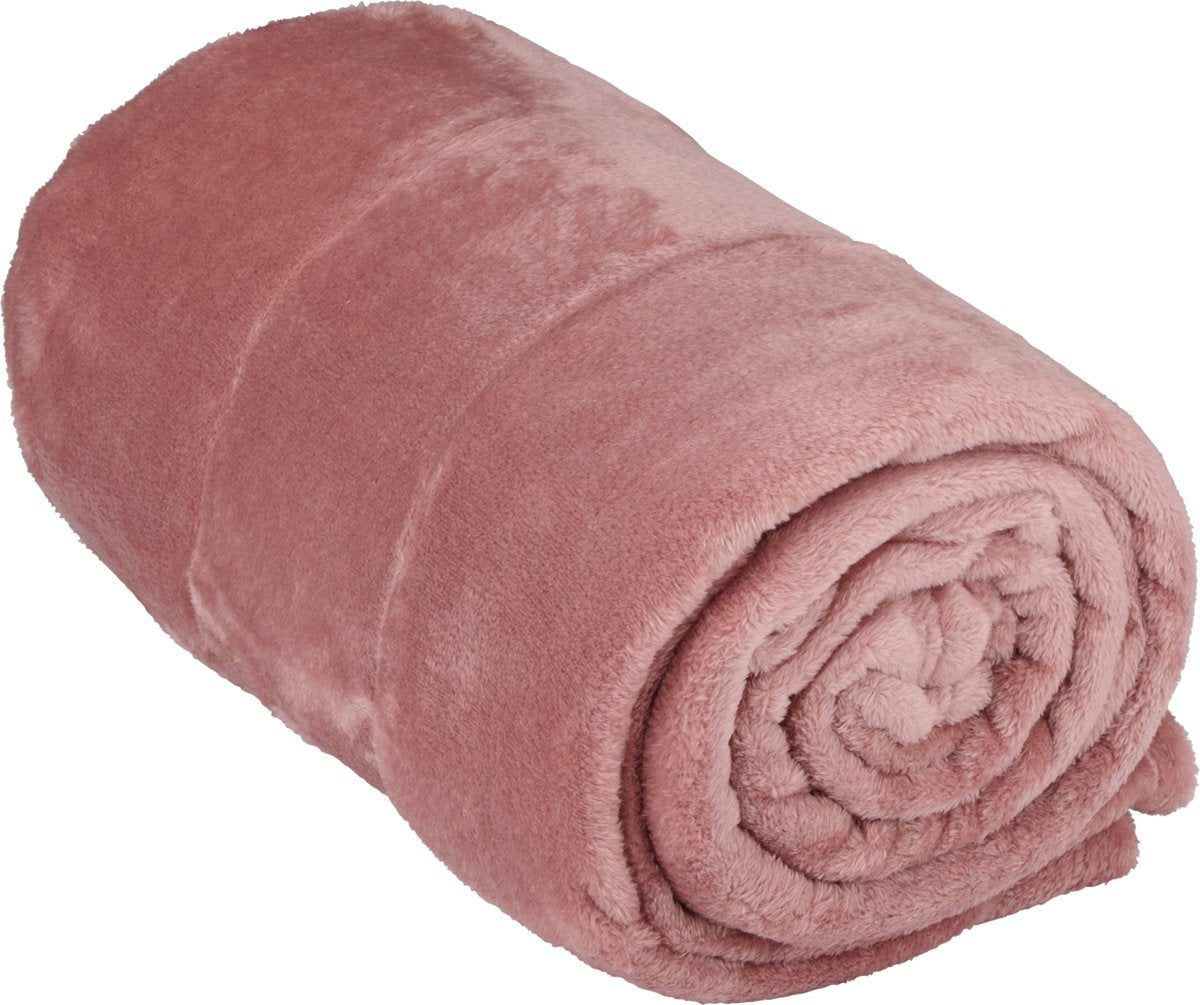 Arti casa fleece deken 150 x 200 cm - plaid deken voor op de bank, bed of buiten - woondecoratie woonkamer en slaapkamer - super zacht materiaal - roze