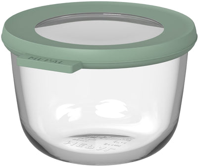 Recipiente para alimentos de vidrio Mepal redondo circular - 500 ml - Recipientes para alimentos de vidrio - Resistente al calor hasta 550 °C. sin tapa - recipientes para preparar comidas - salvia nórdica