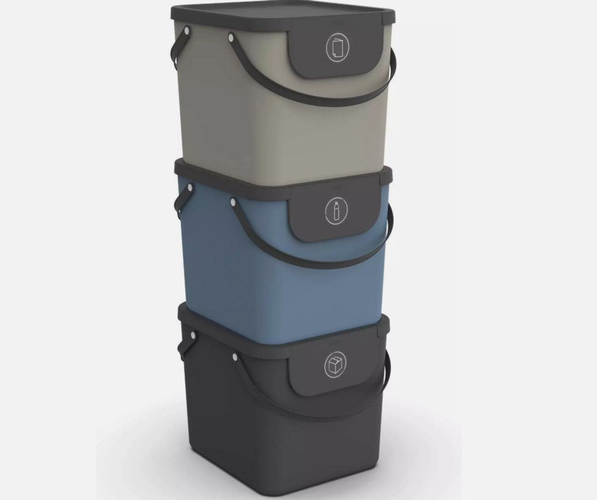 Rotho albula afvalscheiders - set van 3 - 40l - zwart blauw cappuccino