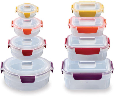 Joseph Joseph Nest Lock Set di contenitori per alimenti freschi da 8 pezzi, rotondo quadrato