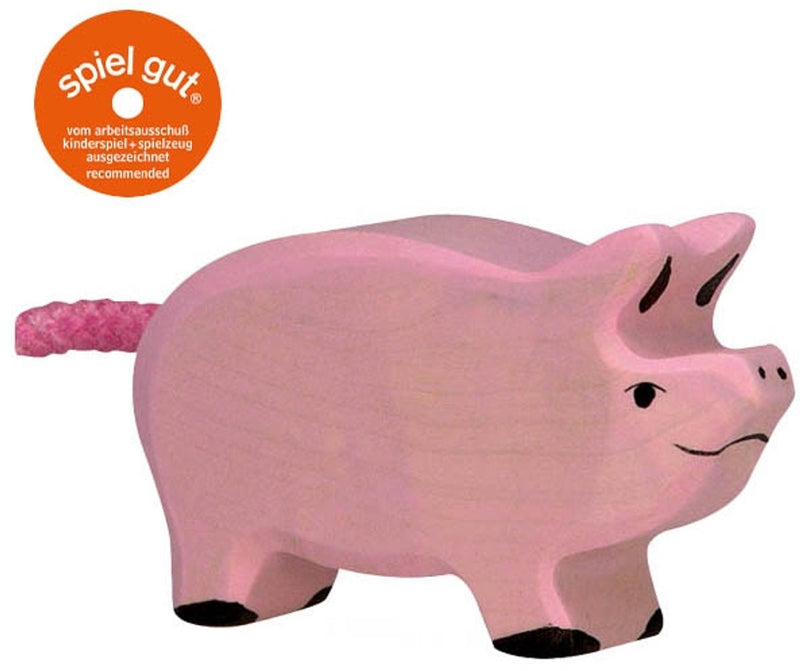 Granja Holztiger - lechón - 7x2x4cm - figura de madera - hecho a mano