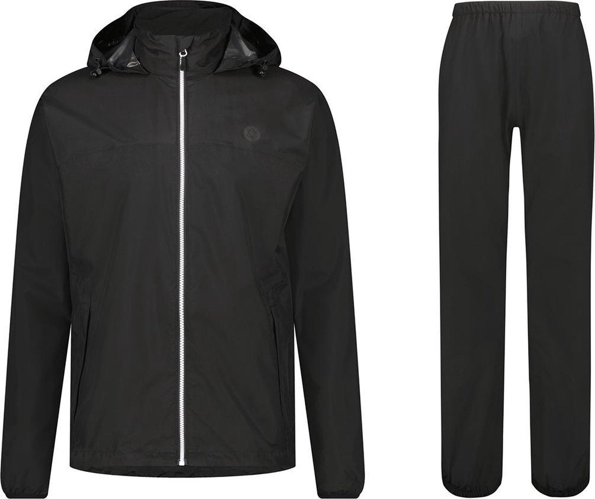 Agu go regenpak essential unisex - zwart - xl - dames heren - waterdicht ademend