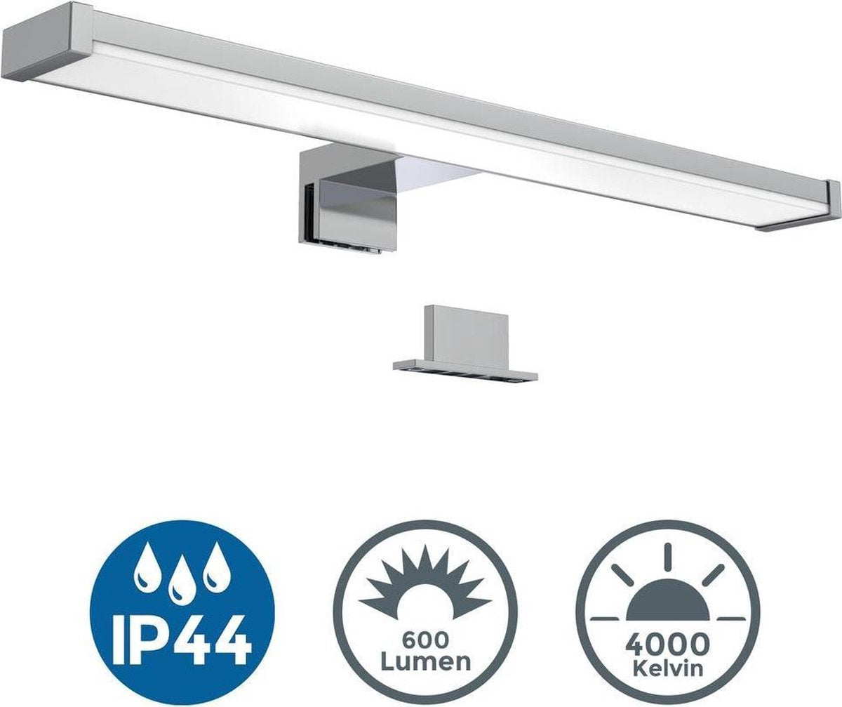 B.k.licht - lampada da specchio led - cromo - lampada da bagno - illuminazione da specchio - l: 40cm - ip44 - 4.000k - 600 lumen - led 7w