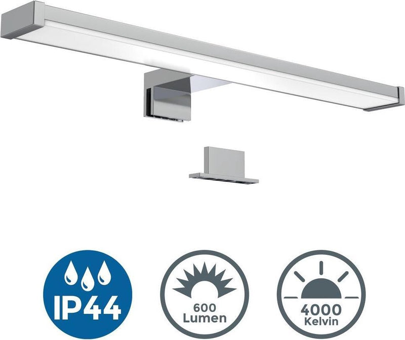 B.k.licht - lampada da specchio led - cromo - lampada da bagno - illuminazione da specchio - l: 40cm - ip44 - 4.000k - 600 lumen - led 7w