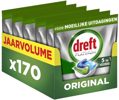 Dreft platinum all in one dishwasher tablets - original - 170 capsules - annual volume