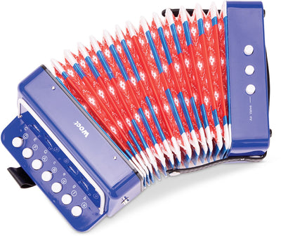 Fisarmonica giocattolo Woet ® per bambini - strumento giocattolo - blu - incluso libretto di musica con 8 canzoni - da 3 anni