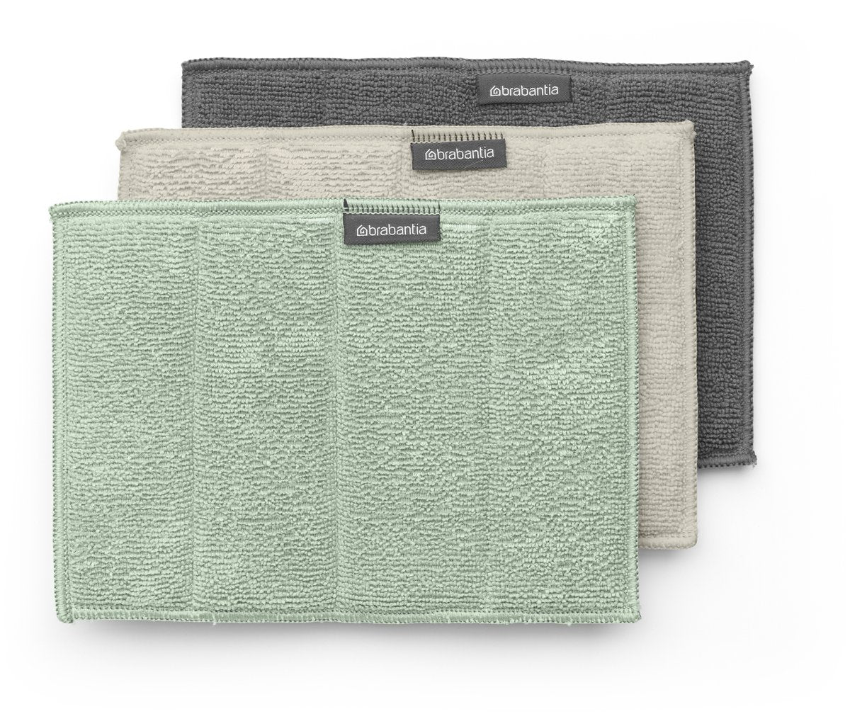 Brabantia sinkside microvezeldoekjes - set van 3 - 16 x 22 cm - soft beige dark grey jade green