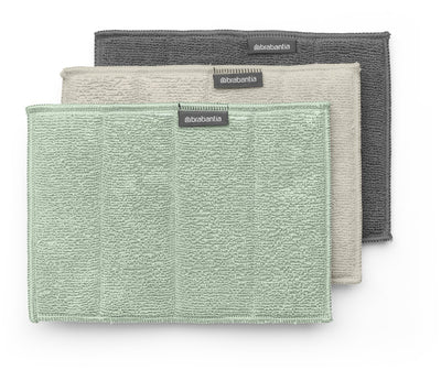 Brabantia sinkside microvezeldoekjes - set van 3 - 16 x 22 cm - soft beige dark grey jade green
