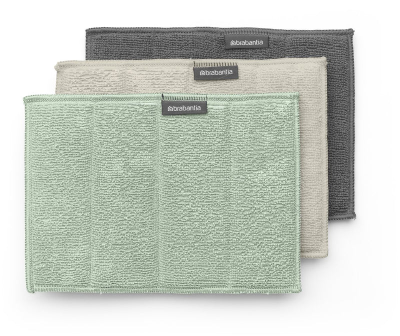 Brabantia sinkside microvezeldoekjes - set van 3 - 16 x 22 cm - soft beige dark grey jade green