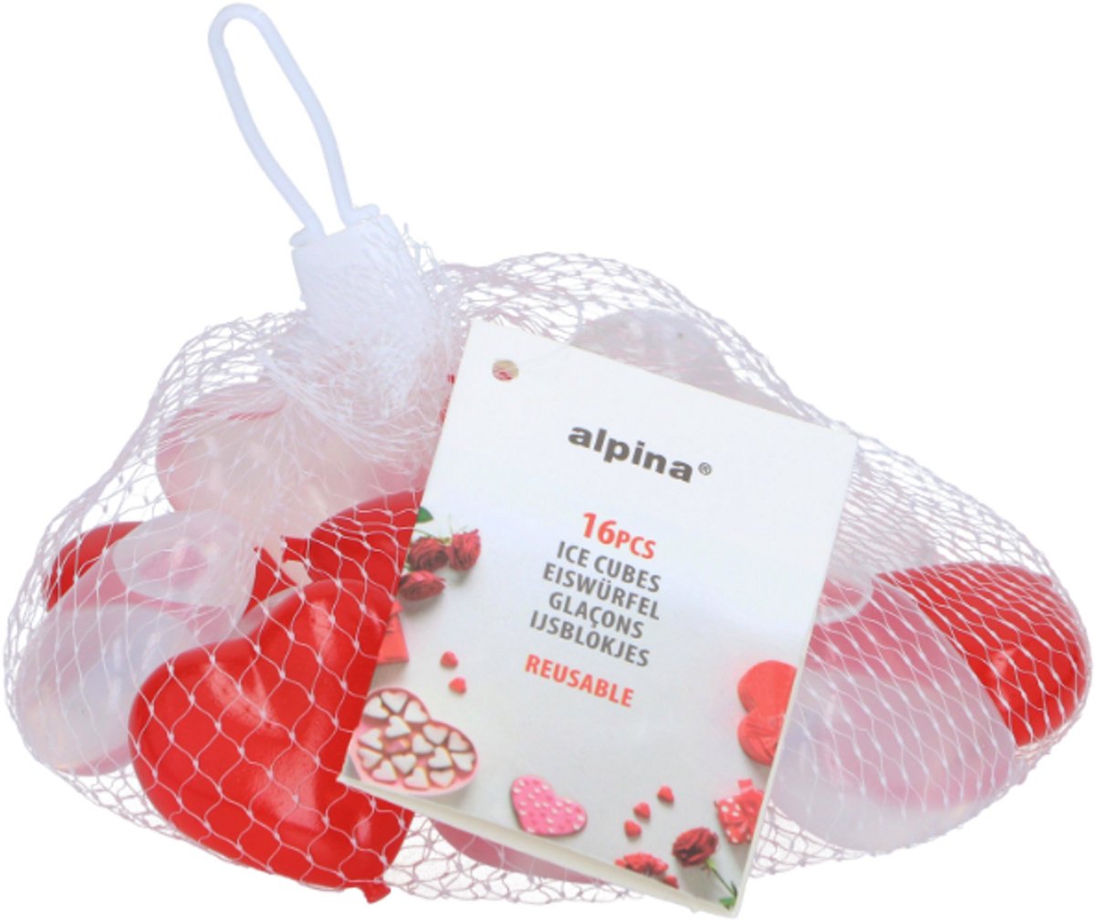 Stampo per cubetti di ghiaccio Alpina a forma di cuore - per congelatore - plastica 16 pezzi