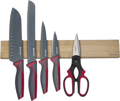 Portacoltelli magnetico Westmark Nature: barra magnetica di alta qualità per coltelli da cucina e forbici, facile e sicura, incl. materiale di montaggio: legno, senza BPA