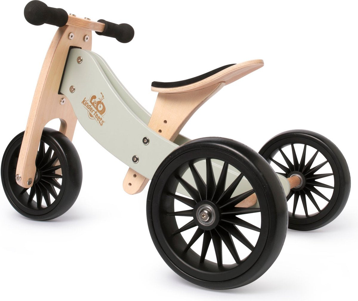 Kinderfeet 2 in 1 triciclo bici senza pedali in legno da tiny a plus - salvia argento