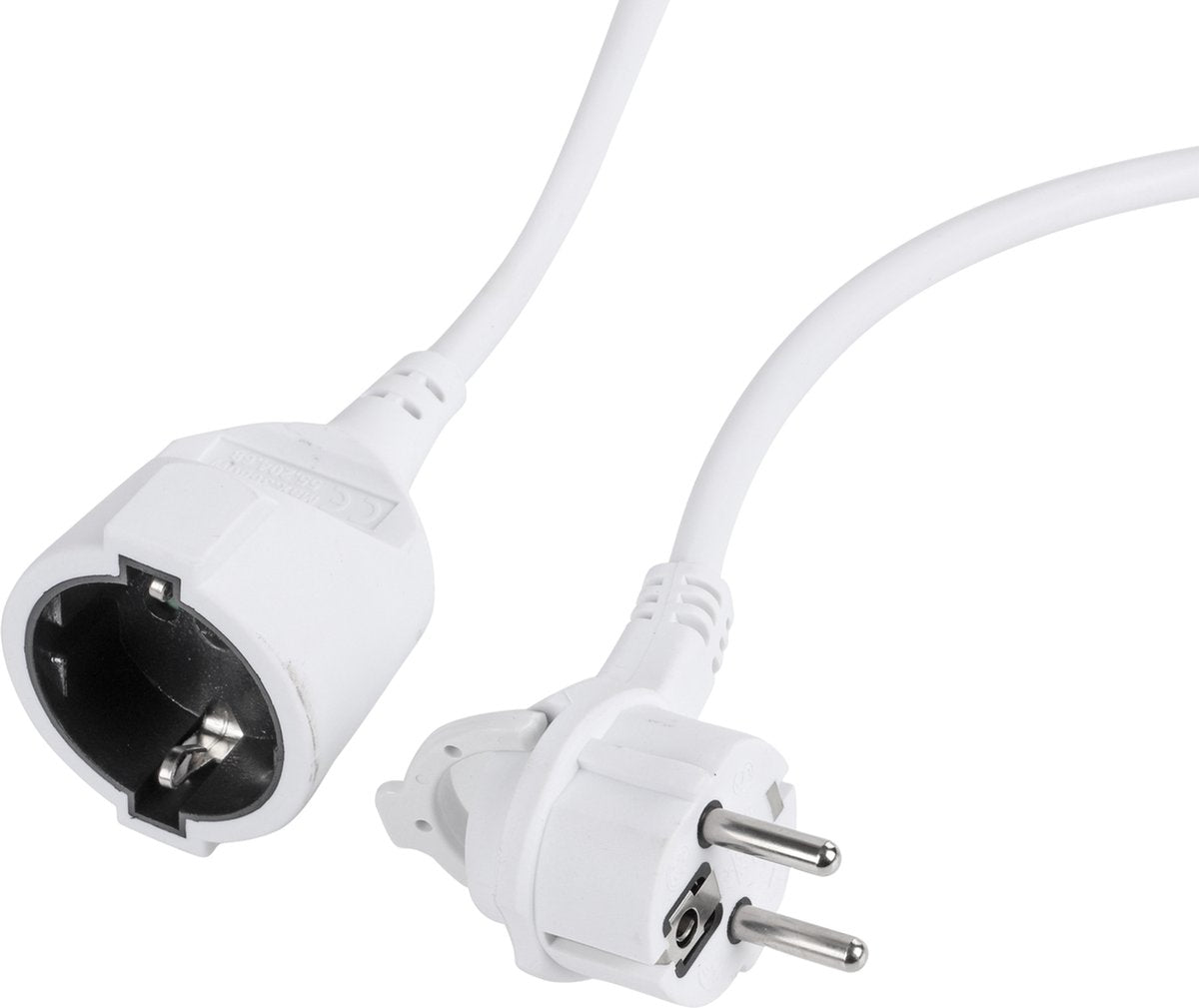Q-link verlengsnoer met platte stekker - h05vv-f stekkerdoos met randaarde - 3 x 1.5 mmâ² - wit - 5 meter