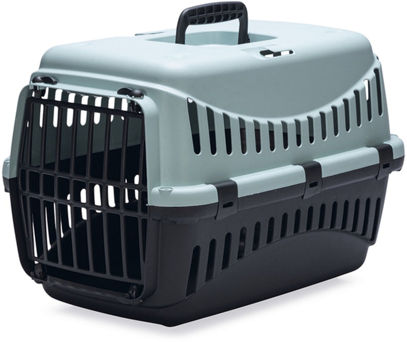 Beeztees gipsy eco cestino da viaggio per gatti - trasportino per gatti piccoli animali domestici - parte superiore rimovibile azzurro nero - 45x26x29 cm