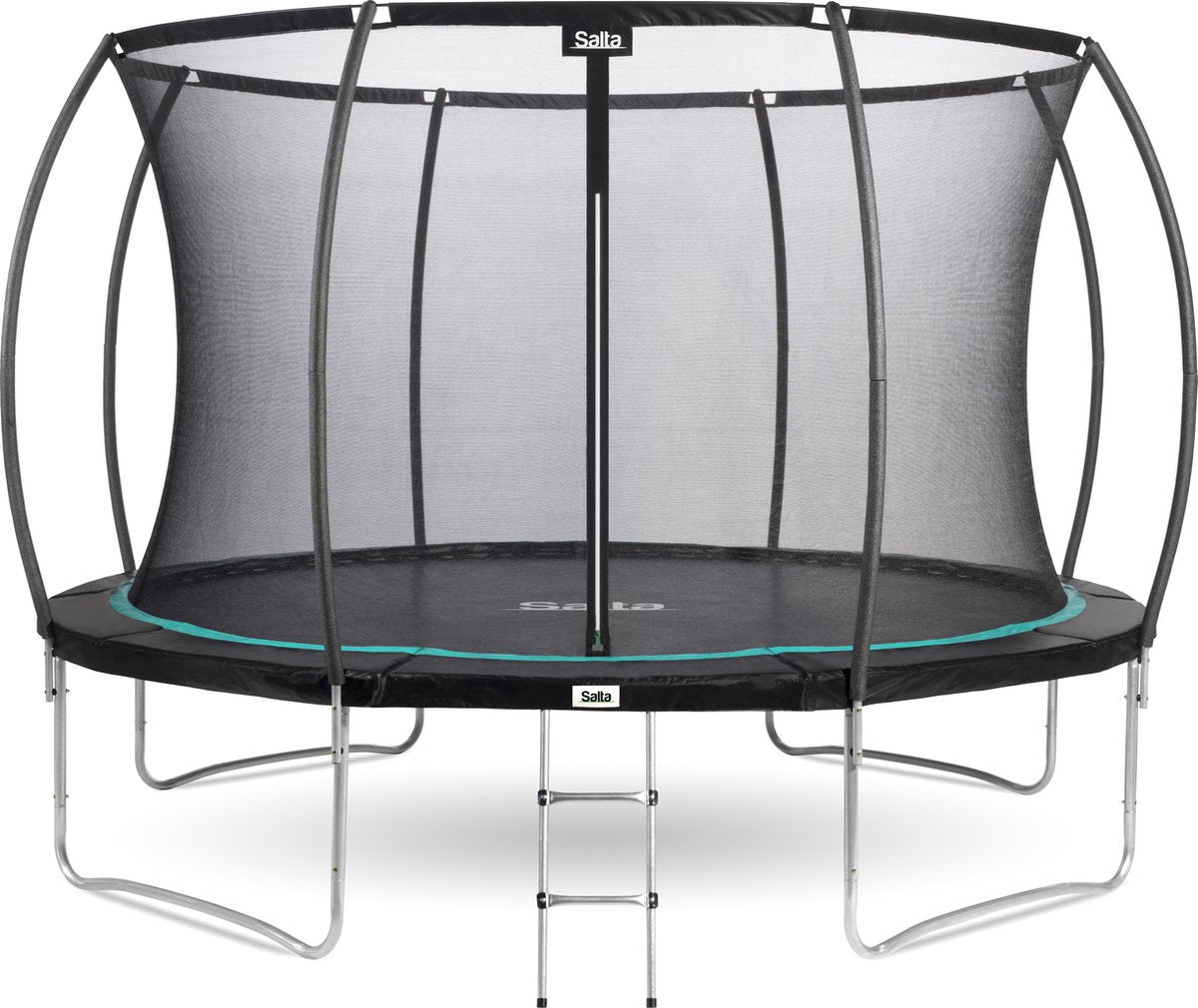 Salta cosmos - ø 427 cm - including ladder - load capacity up to 120 kg - round trampoline with safety net - black