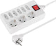 Q-link stekkerdoos - 9-voudig - 3 x randaarde - 6 x euro - met schakelaar - 3 x 1.5 mmâ² - 1.5 m - wit